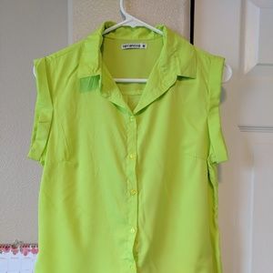 Neon green sleeveless blouse